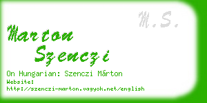 marton szenczi business card