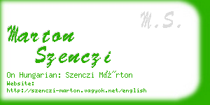 marton szenczi business card